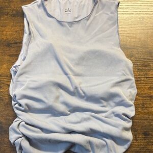 ALO Yoga Light Blue Muscle Tee with built in bra